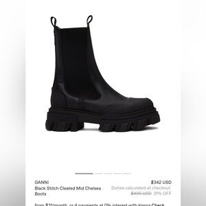 Ganni Black Stitch leather Cleated Chelsea boots